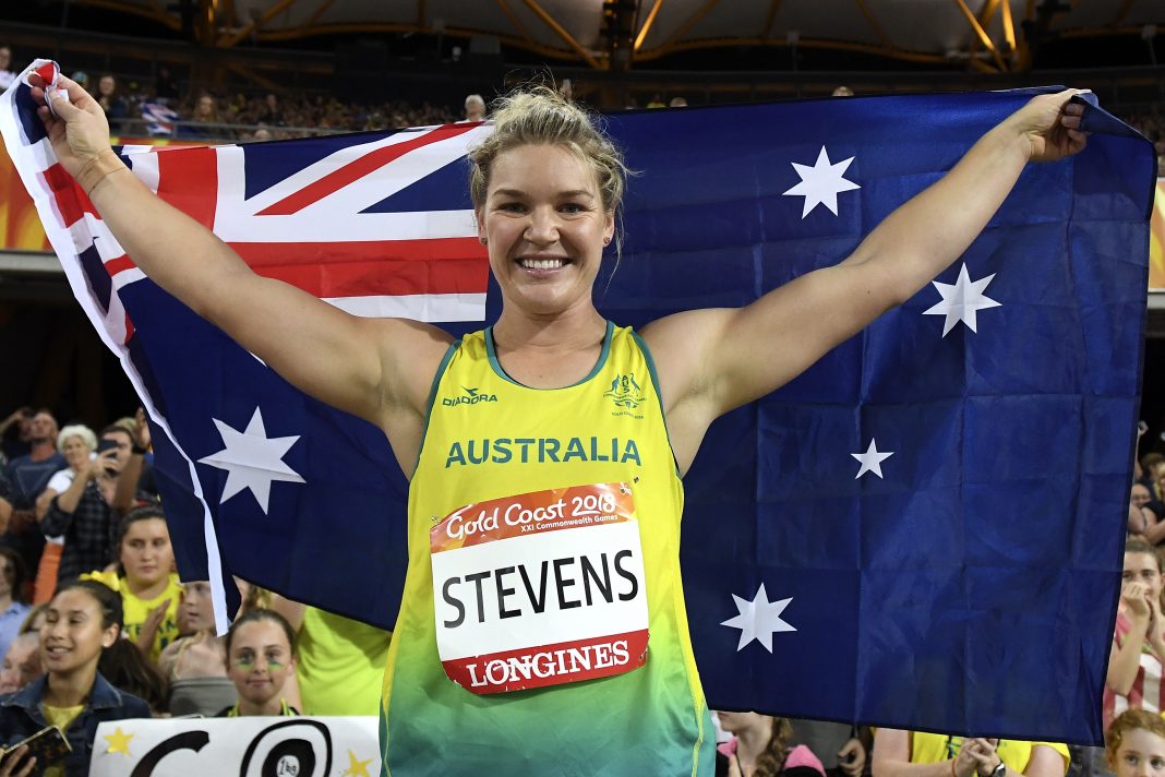 Dani Stevens won her second straight Commonwealth discus title on home soil in 2018. (Dean Lewins/AAP PHOTOS)
