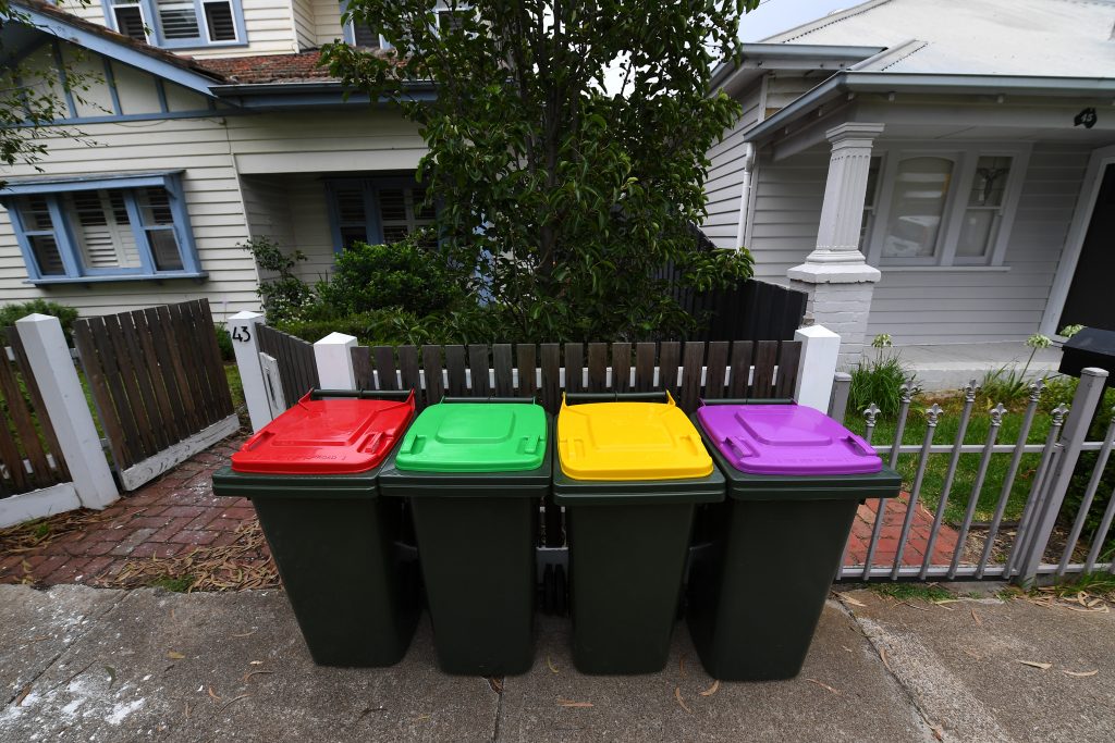 All Victorian households will have to sort waste into four separate bins by 2030, if news laws pass. (James Ross/AAP PHOTOS)
